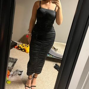 Black Ruched Maxi Dress